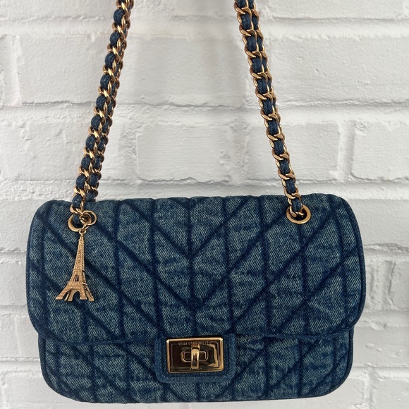 Karl Lagerfeld quilted Denim Agyness bag - Picture 1 of 8